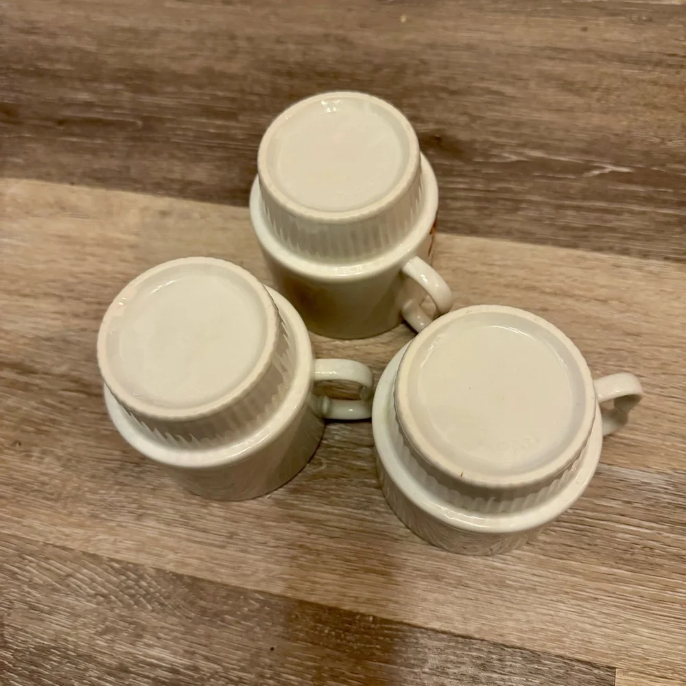 Vintage Japan Bird Floral Stackable Mugs Retro 2 Finger Handle Set Of 3